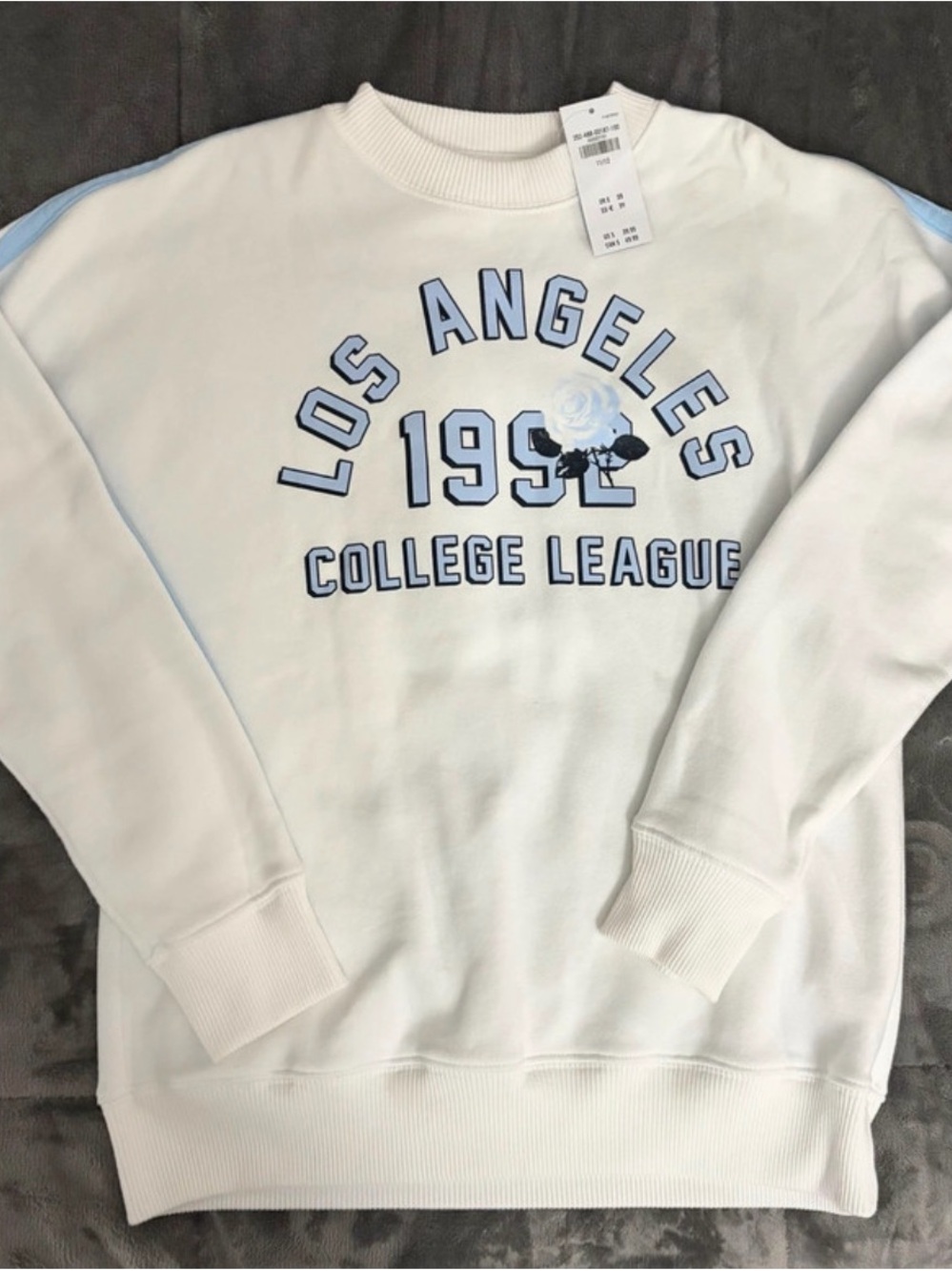 abercrombie kids White Crewneck Sweatshirt with Blue Lettering